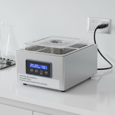 اندازه واحد 280x180x200mm تمیز کننده فوق صوتی سطح پایین تجهیزات برای تمیز کردن قطعات پزشکی و الکترونیکی