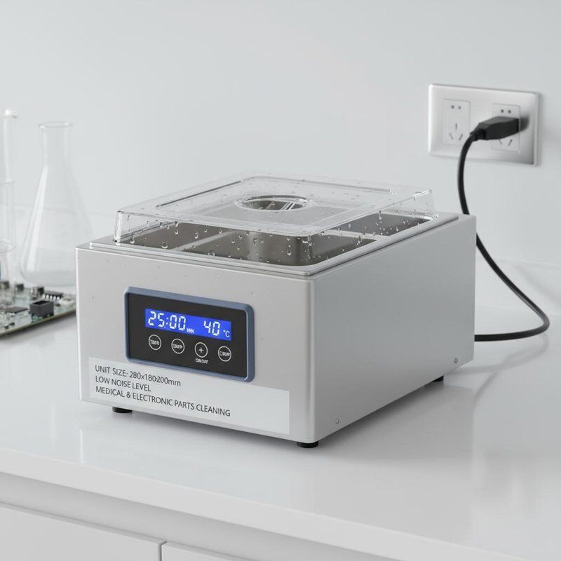 اندازه واحد 280x180x200mm تمیز کننده فوق صوتی سطح پایین تجهیزات برای تمیز کردن قطعات پزشکی و الکترونیکی